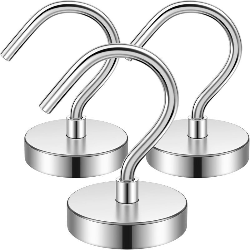 Junarter 3 Pack Metal Magnetic Hooks,40lb+ Heavy Duty Magnets with Hooks for Cruise Ship Walls,Magnetic Kooks Heavy Duty for Cruise Cabins,Hanging,Grill,Tool,Kitchen - Image 1